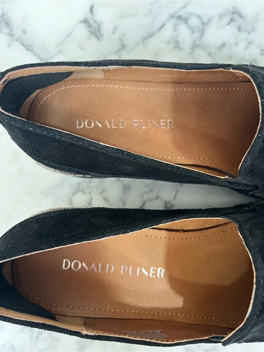 DONALD PLINER Wallis Platform Wedge Loafer In Black Suede Size 9